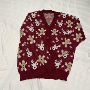 SHEIN Red Gingerbread Cardigan